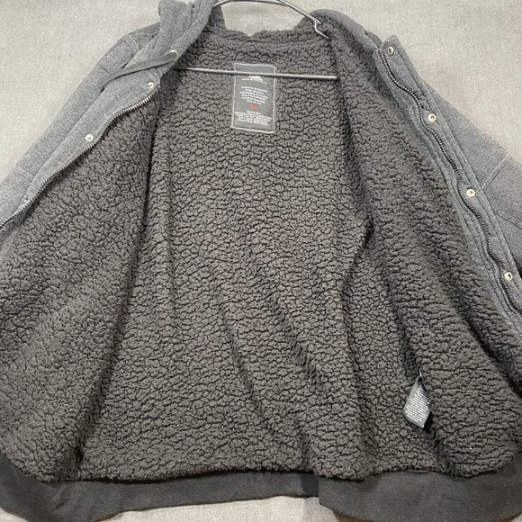 Rock & Republic Dark Gray Hooded Jacket  Faux Fur Lining Snap Pockets Mens XL - Picture 2 of 11